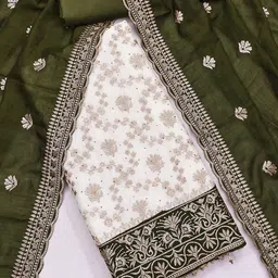 LeeliPeeri Designer Floral Embroidered Thread Work Unstitched Dress Material-picture-23