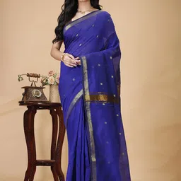 SLAGHA Woven Design Zari Silk Cotton Taant Saree-43