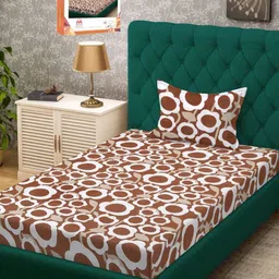 Myntra Elegant Homes Rust & White Floral Printed 300 TC Single Bedsheet & 1 Pillow Cover-image-60