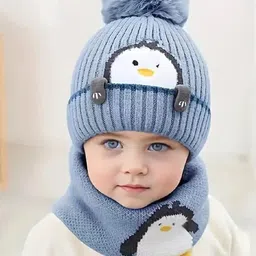 TOMKOT Kids Woollen Beanie Cap and Neck Warmer-picture-25
