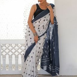 JAIPURI PRINT Block Print Pure Cotton Solid Border Saree-21
