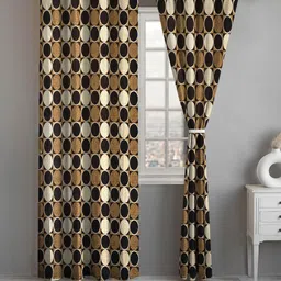 Lunar Days Brown Set of 2 Floral Room Darkening Door Curtain-image-32