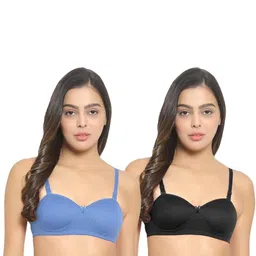 Women Cotton L-Blue,Black Padded Non-Wired Lingerie Bra Sport wear Gym Crop Tank Top-picture-34