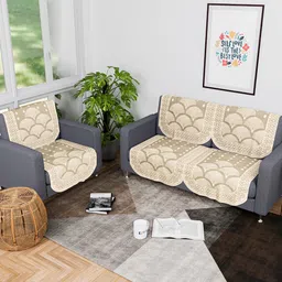 Kuber Industries Cream-Coloured Printed Cotton Sofa Cover-83