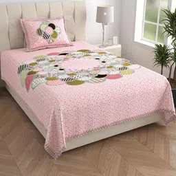 Jaipuri Printed Single Bed Bedsheet with Pillow Cover-image-95