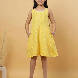 BAESD Girls Floral Printed Round Neck Sleeveless Shift Dress-image-39