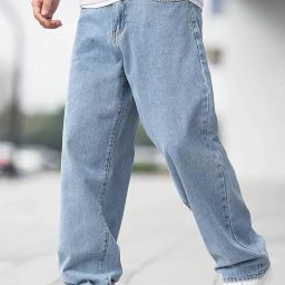 Men Loose Fit Mid Rise Black Jeans-image-47