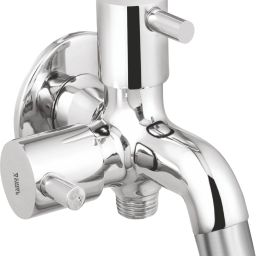 2 Way Bib Tap Brass For Bathroom and Kitchen Chrome Finish Twin Elbow Valve Faucet-image-78