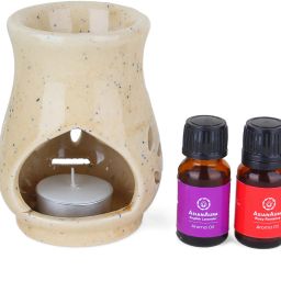 Ceramic Aroma T-Light Diffuser with 2 10 ML Aroma Oil and 1 Tea Light Candle Diffuser Set-image-27