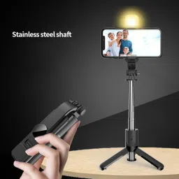 POZUB 3-in-1 Telescopic Tripod Remote Selfie Stick with LED Fill Light+Carry Bag Tripod, Monopod, Monopod Kit, Tripod Ball Head, Tripod Bracket, Tripod Clamp, Tripod Kit image 4