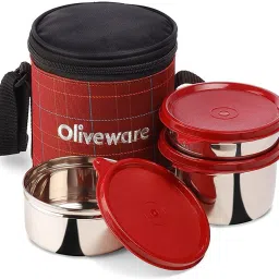 Bliss Lunch Box | Stainless Steel Containers| Leak Proof | Easy to Carry 3 Containers Lunch Box-14