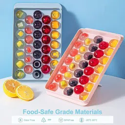vyakom exports Plastic Mini Round Ice Cube Tray with 38 Cavity, Easy Release Stackable Multicolor Plastic Ice Ball Tray image 4