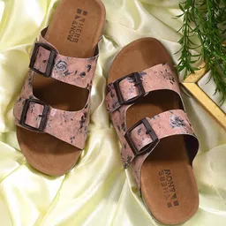 HERE&NOW Nude-Coloured Printed Open Toe Flats-picture-29