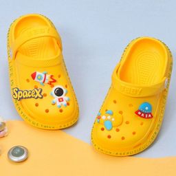 Yellow Bee Boys Space Theme Applique Rubber Clogs-33