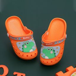 Yellow Bee Boys Dinosaur Applique Rubber Clogs-34