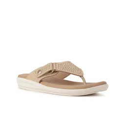 Hush Puppies Women Beige Textured Open Toe Flats with Laser Cuts-9