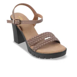 Metro Textured Open Toe Block Heels-18