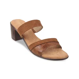 Mochi Tan Textured Block Sandals image 1