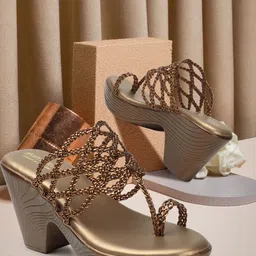 madam glorious Textured Block Sandals-1