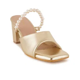 Mast & Harbour Gold-Toned Embellished Party Block Heels-56