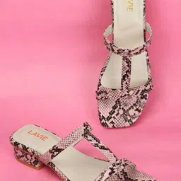 Lavie Printed Block Open Toe Heels-1