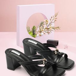 ELLE Embellished Open Toe Block Heels-20