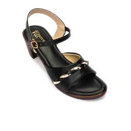 Padvesh Textured Open Toe Block Heels-11