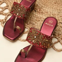 Rocia Women Ethnic Embellished Block Sandals-10