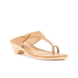 Khadims Beige Block Sandals-36