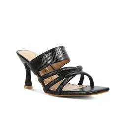 London Rag Textured Criss-Cross Strap Slim Heels-9