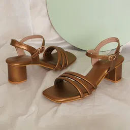 HEELSNFEELS Strappy Open Toe Block Heels-36