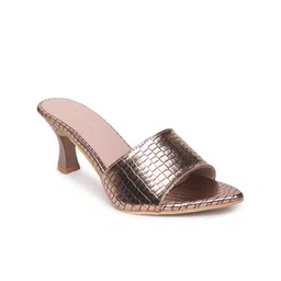 VALIOSAA Women Rose Gold Textured Block Heels-28