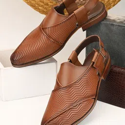pelle albero Men Textured Leather Shoe-Style Sandals-image-96