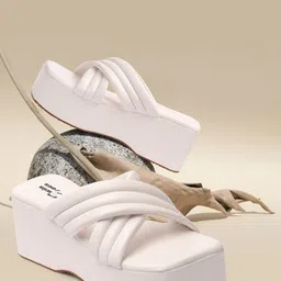 TWIN TOES Cross Strap Platform Heels-16