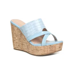 VALIOSAA Women Blue Wedge Heels-52
