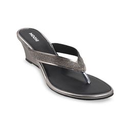 Mochi Grey Embellished Wedge Heels-41
