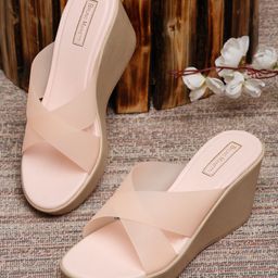 Bruno Manetti Peach-Coloured Wedge Heels-53