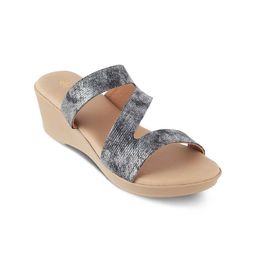 Tresmode Snike Textured Open Toe Wedge Heels-7