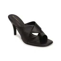 Bruno Manetti Women Black Woven Design Leather Sandals-picture-5