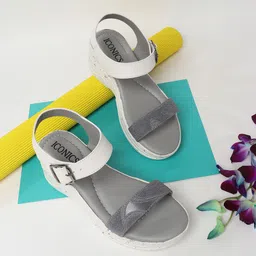 ICONICS Colourblocked Backstrap Block Wedges With Buckles-16
