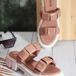 OPHELIA Textured Two Strap Platform Heels-54