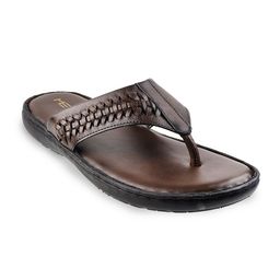 Metro Men Brown & Black Leather Comfort Sandals-image-27