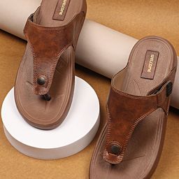 WELCOME Men Tan Solid Comfort Sandals-image-42