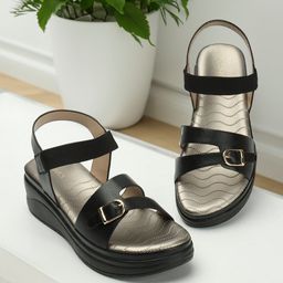 ICONICS Ankle Loop Buckle Detail Open Toe Platform Heels-22