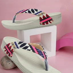 Carlton London sports Embroidered Open Toe Flats-52