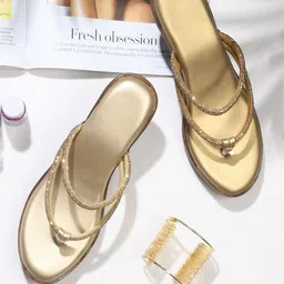 Try Me Embellished Open Toe Block Heels-11