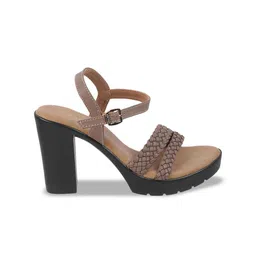 Metro Textured Open Toe Block Heels image 4