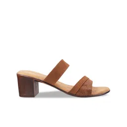 Mochi Tan Textured Block Sandals image 3