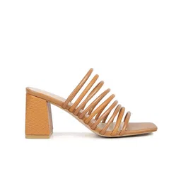 RAG & CO Strappy Leather Open Toe Block Heels image 5