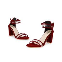 stylzrepublic Suede Block Heels With Ankle Loop image 4